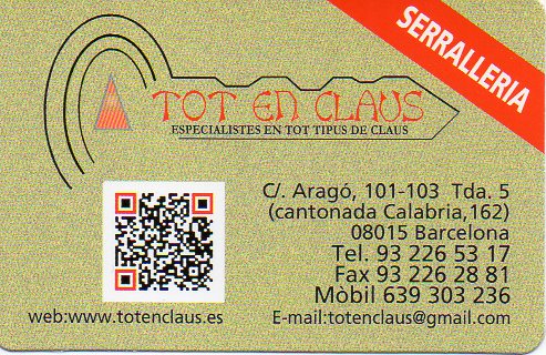 tarjeta de visita de TOT EN CLAUS